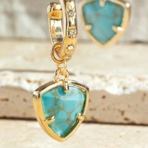 Semi Precious Hoop Dangle Earrings (Turquoise)